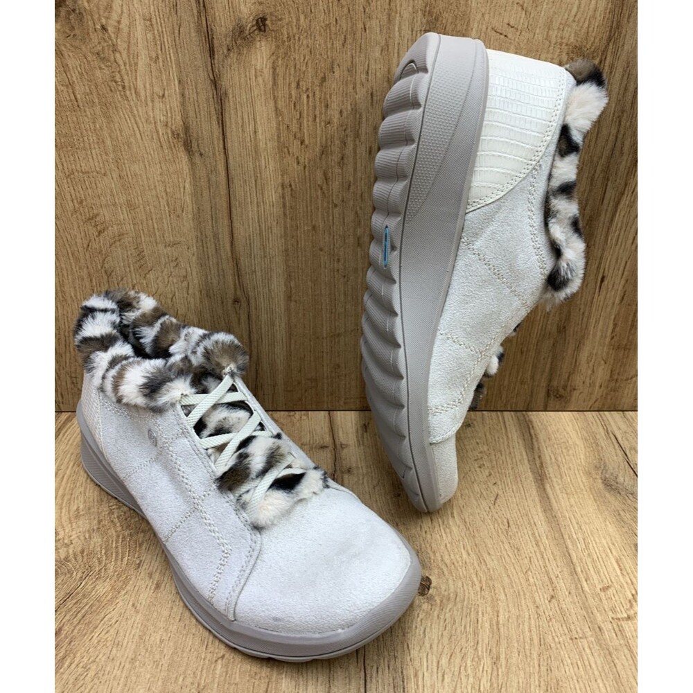 Bzees Shoes Womens Size 11 M Cream Slip On Faux Fur Leopard Comfort Wide GOLLY